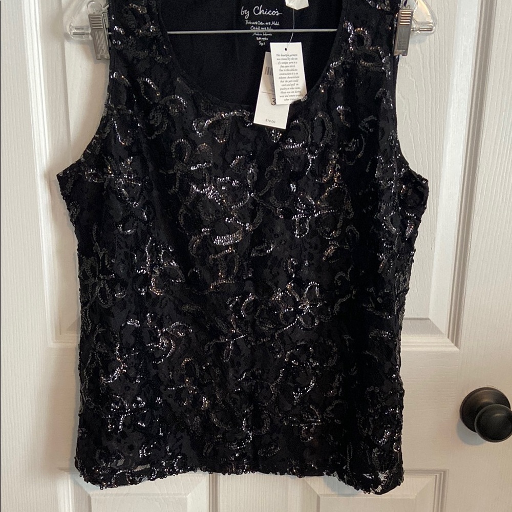 Chico's Black Sequin Top